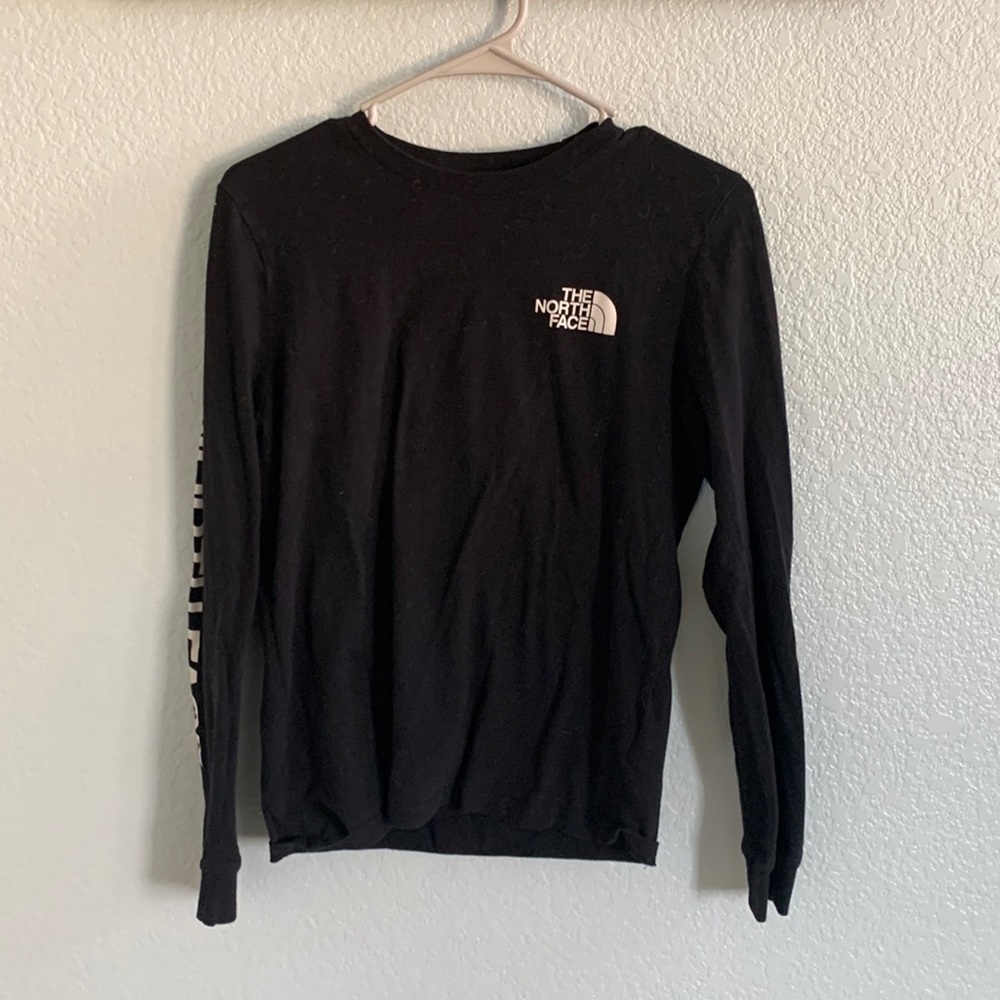 EUC THE NORTH FACE Black Long-Sleeved Tee with logo on the Chest and Arm